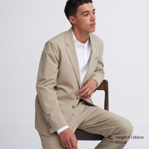 Beige Uniqlo Airsense Cotton Like Ultra Light Men Jackets | 9573853