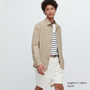 Beige Uniqlo Airsense Shirt Ultra Light Shirt Men Jackets | 2343673