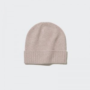 Beige Uniqlo Cashmere Knitted Women Beanie | 1142676