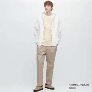 Beige Uniqlo Cotton Relaxed Ankle Women Pants | 2440703
