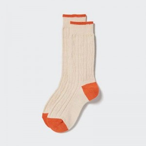 Beige Uniqlo HEATTECH Cable Women Socks | 2238593