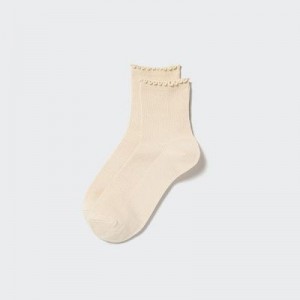 Beige Uniqlo HEATTECH Crew Mellow Women Socks | 9144072