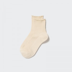 Beige Uniqlo HEATTECH Crew Mellow Women Socks | 5131154