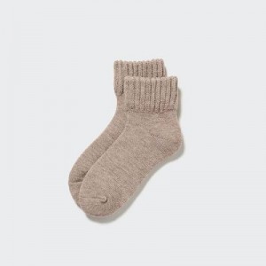 Beige Uniqlo HEATTECH (Room Pile) Women Socks | 5988235