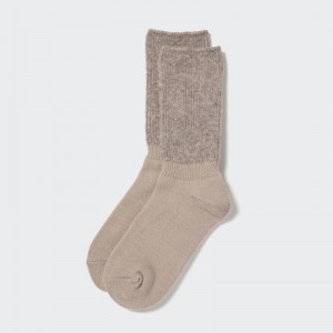 Beige Uniqlo HEATTECH Souffle Women Socks | 5440232