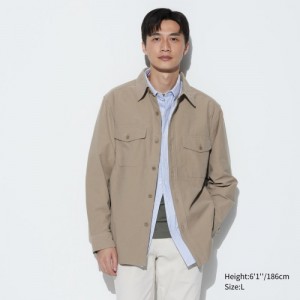Beige Uniqlo Jersey Women Shirts | 3849927