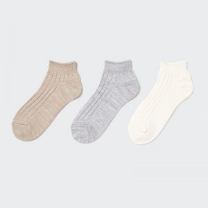 Beige Uniqlo Short 3 Pack Women Socks | 4064672