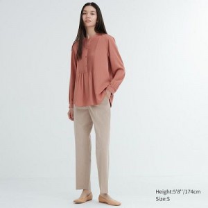 Beige Uniqlo Smart Ankle (2-Way Stretch, Tall) Women Pants | 8298007