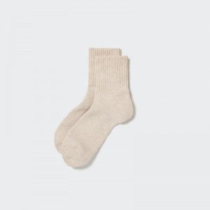 Beige Uniqlo Soft Pile Half Men Socks | 2349941