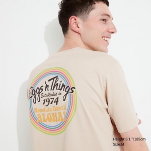Beige Uniqlo The Brands Hawaii UT Short-Sleeve Eggs 'n Things Women T Shirts | 5215930