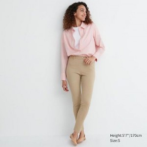 Beige Uniqlo Ultra Stretch Women Pants | 9951621