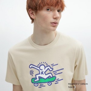 Beige Uniqlo Ut Archive Ut Short Sleeve Graphic Keith Haring Men T Shirts | 973852