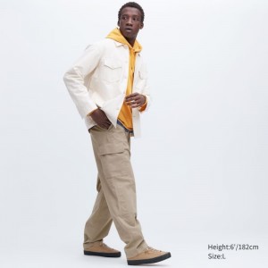 Beige Uniqlo Utility Cargo Men Pants | 6432796