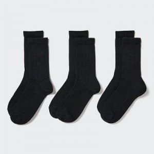 Black Uniqlo 3 Pack (Ribbed) Women Socks | 5254195