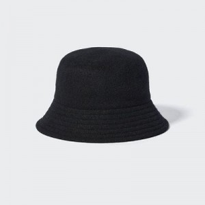 Black Uniqlo Adjustable Wool Bucket Women Hats | 9751167