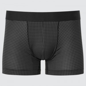 Black Uniqlo Airism Low Rise Checked Boxers Men Underwear | 3133210
