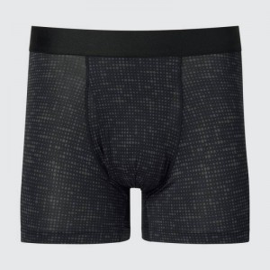 Black Uniqlo Airism Printed Boxers Men Underwear | 3532330