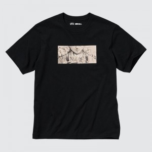 Black Uniqlo Attack On Titan Ut Short-sleeve Graphic Dedicate Your Heart Men T Shirts | 5656875