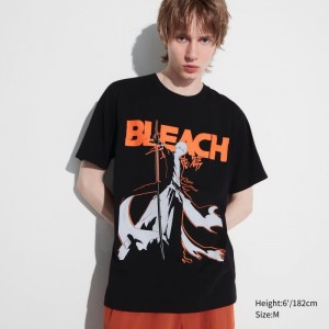 Black Uniqlo Bleach: Thousand-year Blood War Ut Short-sleeve Graphic Men T Shirts | 4374373