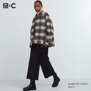 Black Uniqlo Brushed Jersey Cropped Women Pants | 9959447