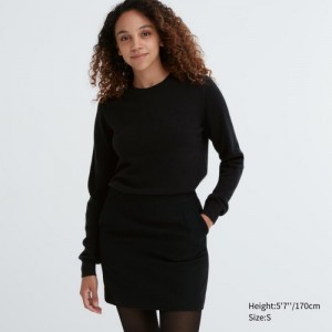 Black Uniqlo Cashmere Crew Neck Long-sleeve Women Sweaters | 3628834