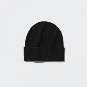 Black Uniqlo Cashmere Knitted Women Beanie | 5178444