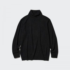Black Uniqlo Cashmere Turtleneck Long-sleeve Men Sweaters | 3248400