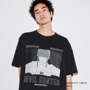 Black Uniqlo Chainsaw Man × Kosuke Kawamura Short Sleeve Ut Oversized Men T Shirts | 6918882