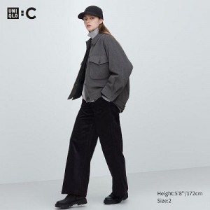Black Uniqlo Corduroy Wide Women Pants | 1873523