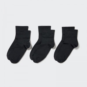 Black Uniqlo Crew Tapered (3 Pairs) Women Socks | 387478