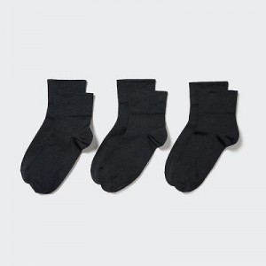 Black Uniqlo Crew Tapered (3 Pairs) Women Socks | 2695753