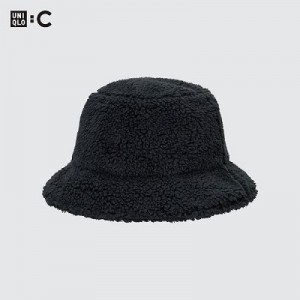 Black Uniqlo Faux Shearling Adjustable Women Hats | 2682422
