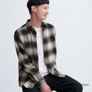 Black Uniqlo Flannel Checked Casual Women Shirts | 2639408