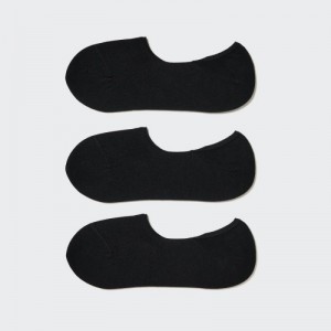 Black Uniqlo Footsies (3 Pairs) Women Socks | 9064266