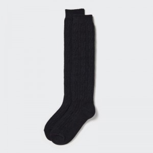 Black Uniqlo HEATTECH Cable Knee-High Women Socks | 6011960