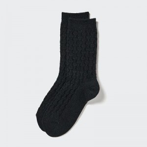 Black Uniqlo HEATTECH Cable Women Socks | 8289230