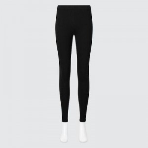 Black Uniqlo HEATTECH Cotton Women Leggings | 351255