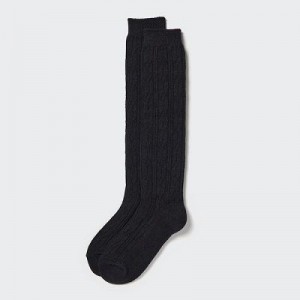 Black Uniqlo HEATTECH Knee High Women Socks | 675979