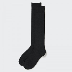 Black Uniqlo HEATTECH Knee High Women Socks | 278979