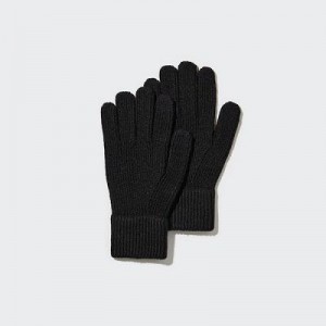 Black Uniqlo HEATTECH Knitted Women Gloves | 2374350