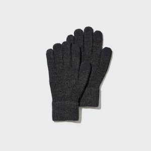 Black Uniqlo HEATTECH Knitted Women Gloves | 6730905