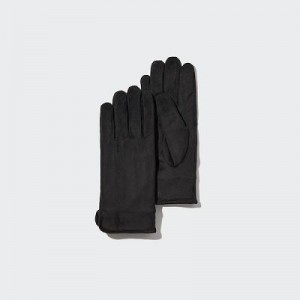 Black Uniqlo HEATTECH Lining Faux Suede Women Gloves | 9993451