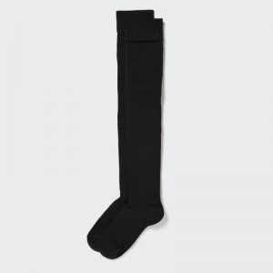 Black Uniqlo HEATTECH Over-The-Knee Women Socks | 8195895