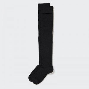 Black Uniqlo HEATTECH Over-The-Knee Women Socks | 9256853