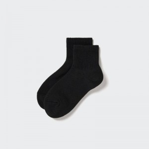 Black Uniqlo HEATTECH Pile Half Men Socks | 1998982