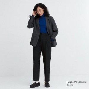 Black Uniqlo HEATTECH Pleated Tapered Women Pants | 9096895