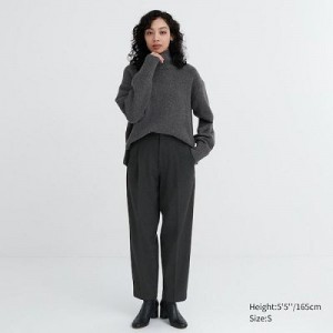 Black Uniqlo HEATTECH Pleated Tapered Women Pants | 8762571