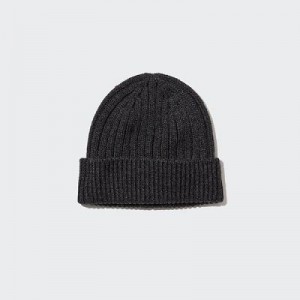 Black Uniqlo HEATTECH Ribbed Women Beanie | 5126034