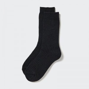 Black Uniqlo HEATTECH Ribbed Women Socks | 2477175