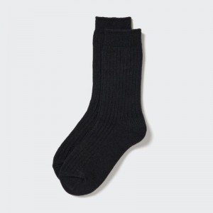 Black Uniqlo HEATTECH Ribbed Women Socks | 1263122